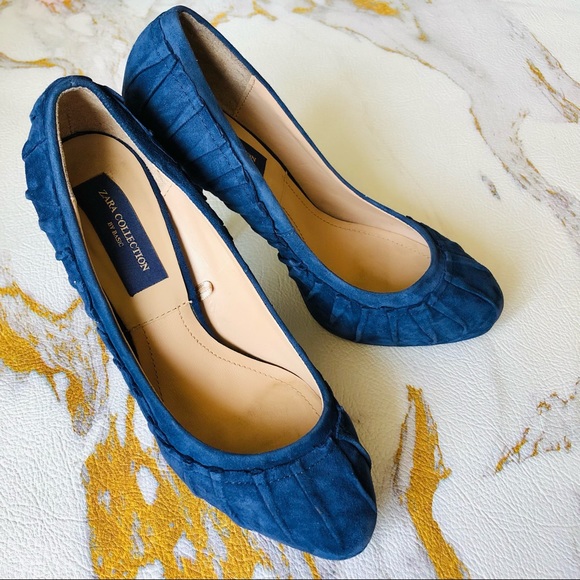 Zara Blue Suede Stilletos - Picture 6 of 11